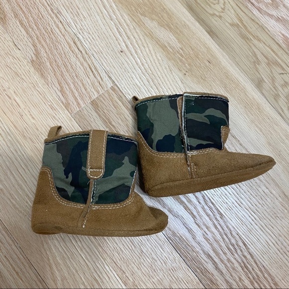 Camouflage Baby Boots Sz 3 Green Tan - Picture 2 of 6
